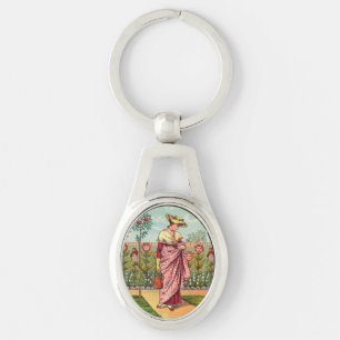 Porte-clés Jardin Cultivation Flower Woman Art Antique