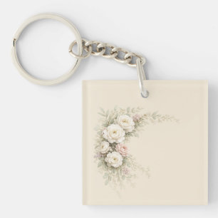 Porte-clés Jardin de roses à l'aquarelle pour un style intemp