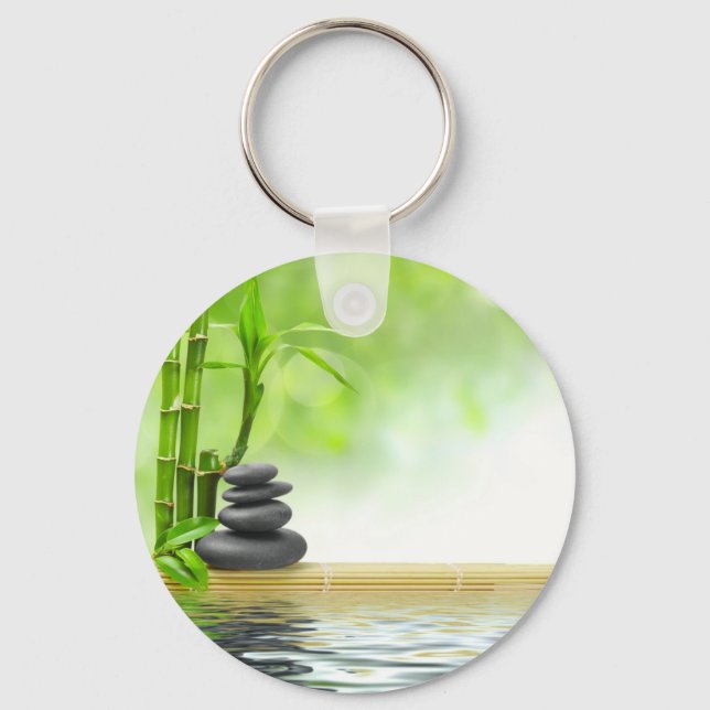 Porte-clés Jardin d'eau paisible Zen par l'amour guérisseur (Recto)