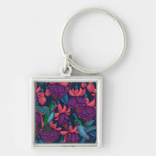 Porte-clés Jardin des colibris en violet et bleu