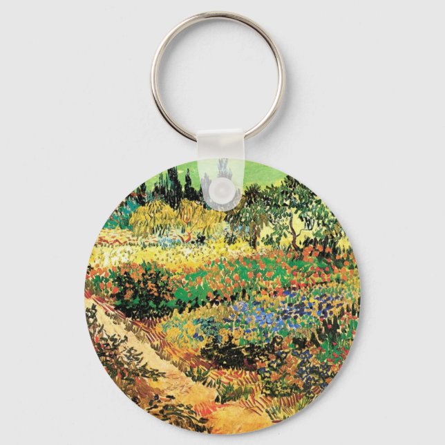 Porte-clés Jardin fleuri avec sentier par Vincent van Gogh (Recto)