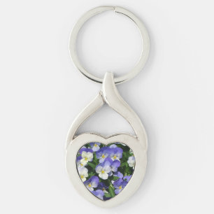 Porte-clés Jardin Floral de Pensées Violettes