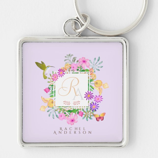 Porte-clés Jardin Floral rose (Devant)