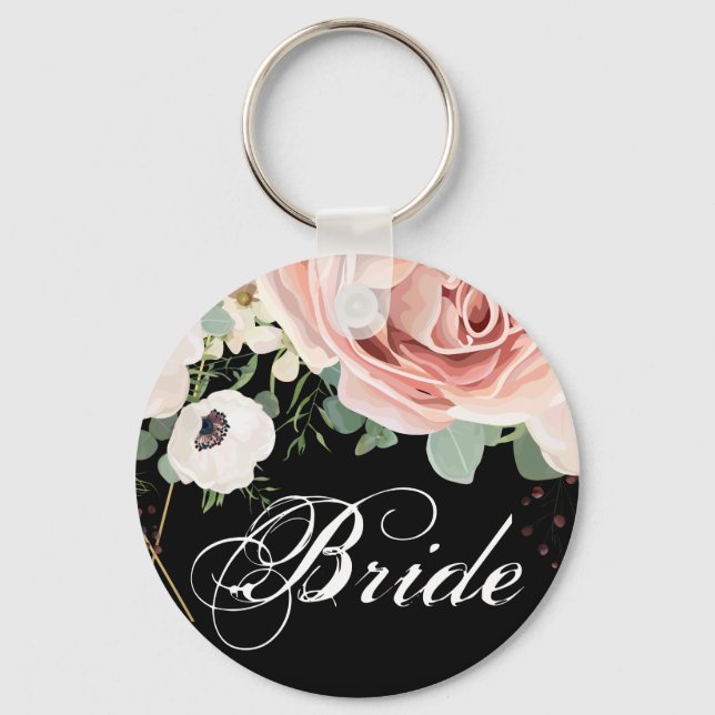 Porte-clés Jardin géométrique Porte - clé de mariée Rose noir (Recto)