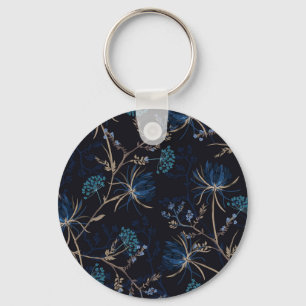 Porte-clés Jardin sombre : Floral bleu monotone