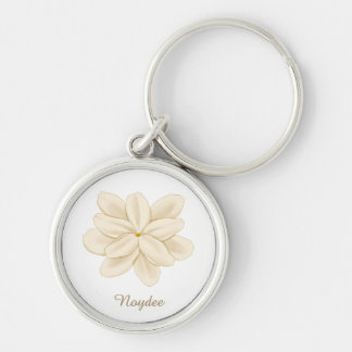 Porte-clés Jasmine Fleur Blanche Nom Élégant