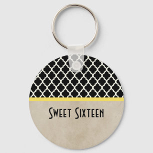 Porte-clés Jaune Chic Quatrefoil Sweet 16 Porte - clé