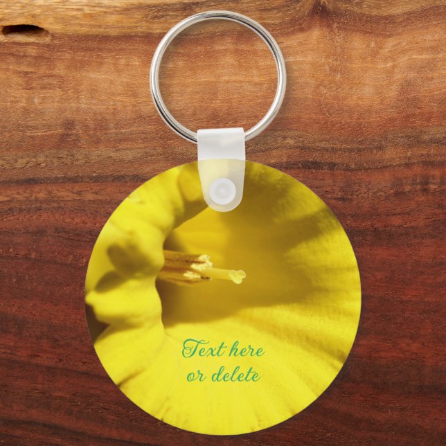 Porte-clés Jaune Daffodique Fleur Haut Près Personnalisé (Recto)