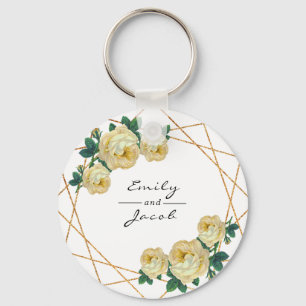 Porte-clés Jaune Floral Mer Elégante Parties scintillant Or G