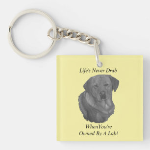 Porte-clés jaune labrador retreiver chien portrait slogan amu