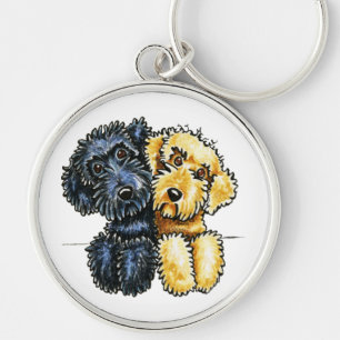 Porte-clés Jaune noir de Labradoodles aligné