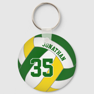Porte-clés jaune vert nom de volley-ball personnalisé numéro 