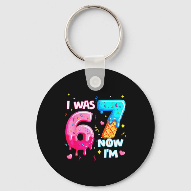 Porte-clés J'avais 6 ans maintenant 7 7e anniversaire glace q (Recto)