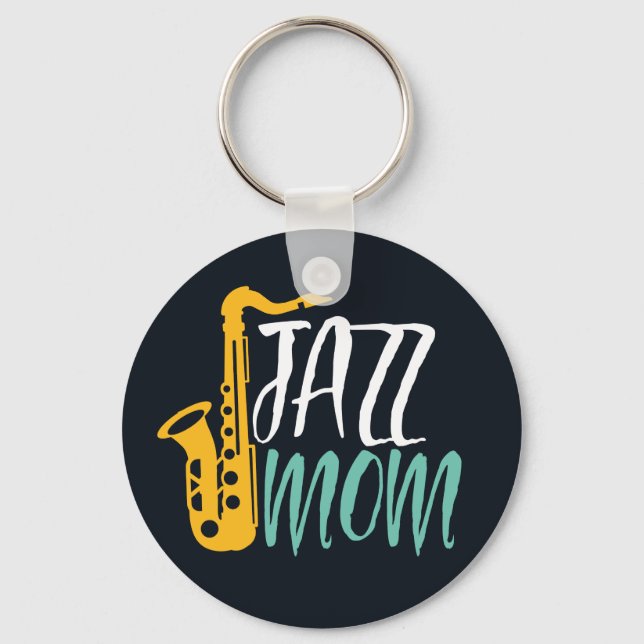 Porte-clés Jazz Maman Cool Vintage Saxophone Lecteur Mère (Recto)
