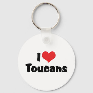 Porte-clés Je adore les toucans à cœur - amateur d'oiseaux
