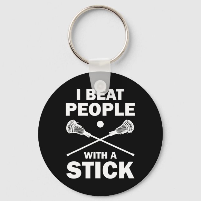 Porte-clés Je Battre Les Gens Avec Un Stick Drôle Lacrosse Jo (Recto)