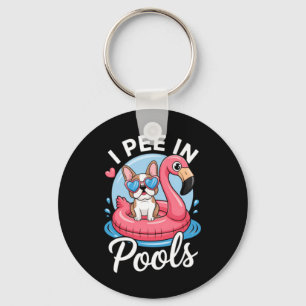 Porte-clés Je fais pipi dans les piscines Chien mignon Blague