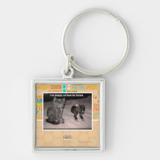 Porte-clés Je fixe le chiot (Devant)