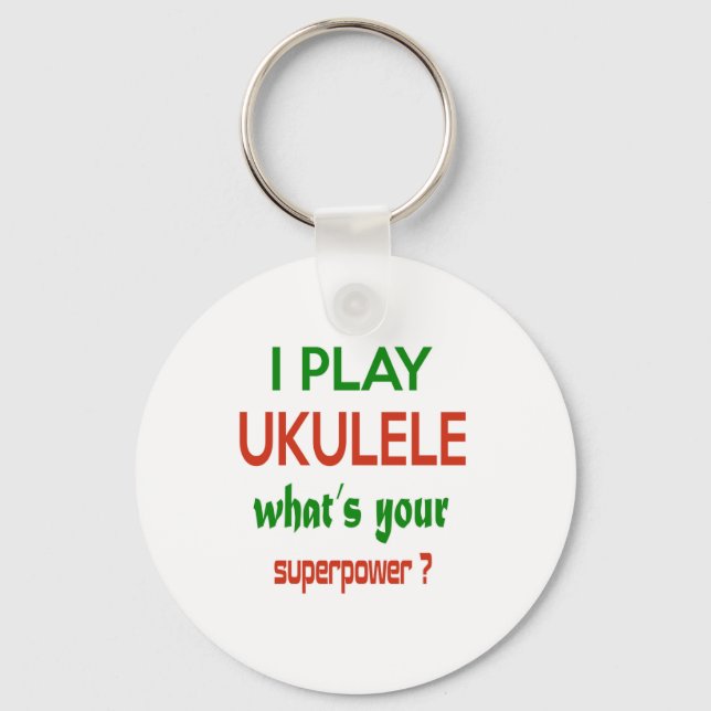 Porte-clés Je joue à Ukulele quelle est votre superpuissance  (Recto)