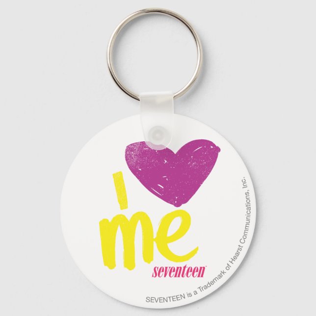 Porte-clés Je me coeur violet/jaune (Recto)