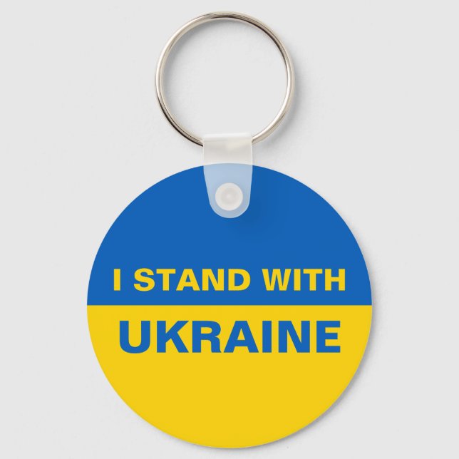 Porte-clés Je me tiens avec le drapeau ukrainien de l'Ukraine (Recto)