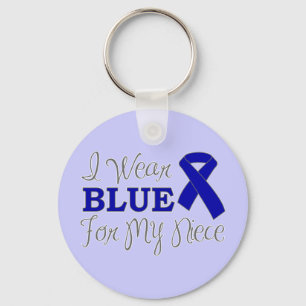 Porte-clés Je Porte Du Bleu Pour Ma Nièce (Ruban De Sensibili