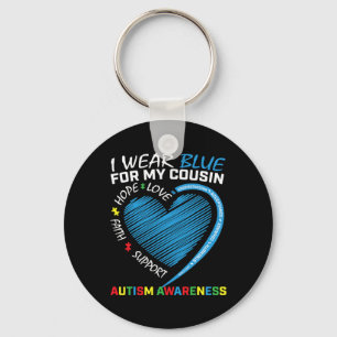 Porte-clés Je Porte Du Bleu Pour Mon Cousin Sensibilisation s
