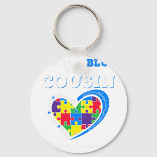 Porte-clés Je Porte Du Bleu Pour Mon Cousin Sensibilisation s