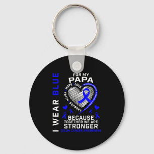 Porte-clés Je Porte Du Bleu Pour Mon Papa Colon Cancer Sensib