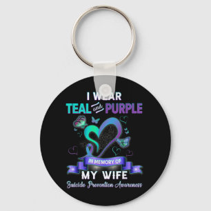 Porte-clés Je porte du sarcelle violet en mémoire du suicide