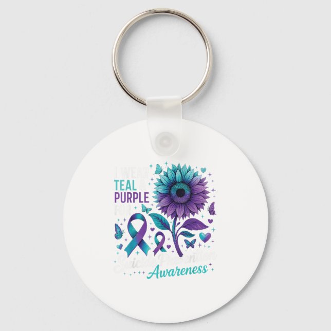 Porte-clés Je Porte le &amp Turquoise; Purple Suicide Prevent (Recto)