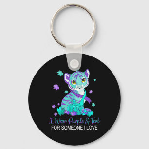 Porte-clés Je Porte Le Purple & Turquoise Pour Quelqu'Un