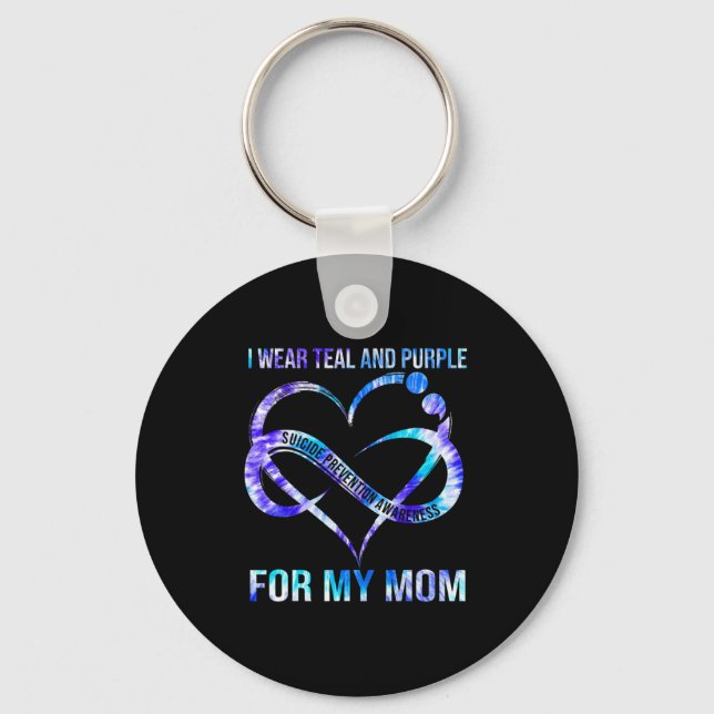 Porte-clés Je Porte Le Purple Turquoise Pour Maman Prévention (Recto)