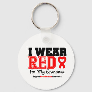 Porte-clés Je porte le rouge pour ma grand-maman