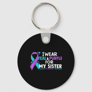 Porte-clés Je Porte Turquoise & Purple Pour Ma Soeur Suic
