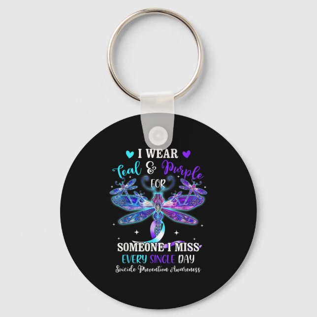 Porte-clés Je Porte Turquoise &amp ; Purple Pour Quelqu'Un Aw (Recto)