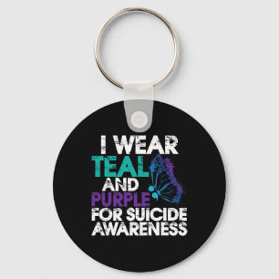Porte-clés Je Porte Un Soutien Turquoise Et Violet À La Sensi