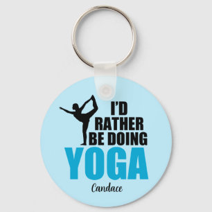 Porte-clés Je préfère faire du yoga mignon Monogramme bleu Yo