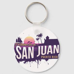 Porte-clés Je préférerais être à San Juan Porto Rico Vint