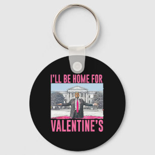 Porte-clés Je serai à la maison pour la Saint-Valentin cœur d