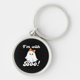 Porte-clés Je suis avec Boo drôle style rétro