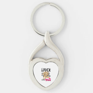 Porte-clés Je suis coincé sur toi design romantique simple