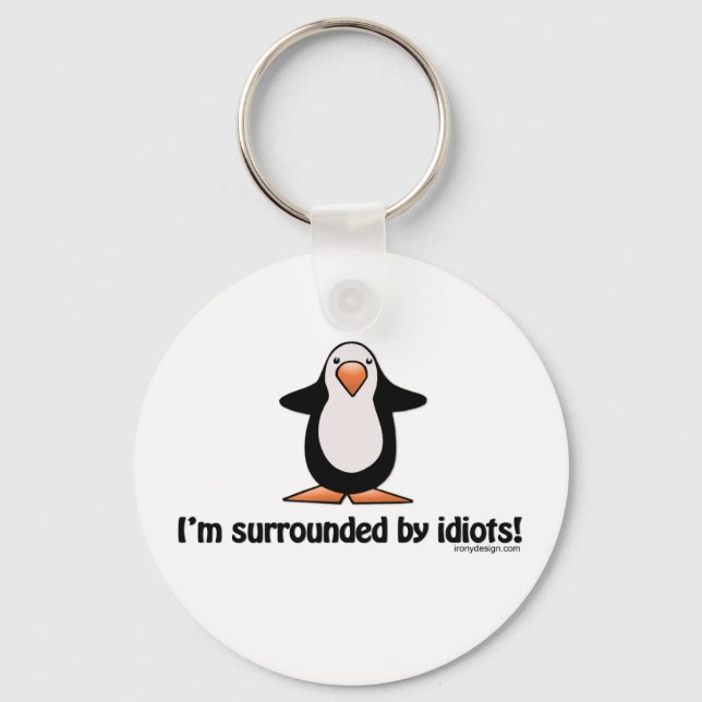 Porte-clés Je suis entourée d'un Porte - clé d'Idiots (Recto)
