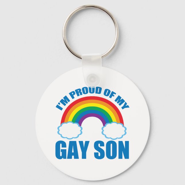 Porte-clés Je suis fier de mon fils gay LGBTQ Maman Papa Pare (Recto)