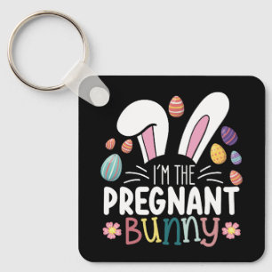 Porte-clés Je suis la maman lapin enceinte Pâques tenue assor