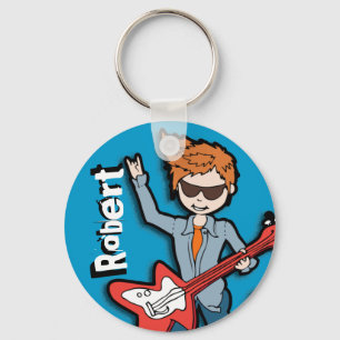 Porte-clés "Je suis une Rockstar", graphique bleu nommé porte