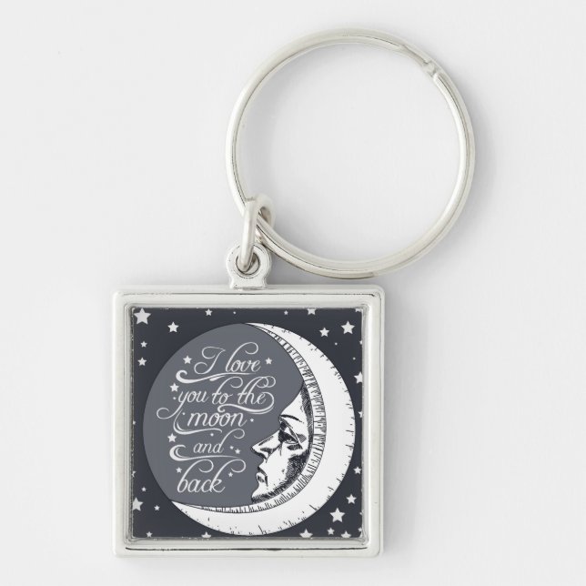 Porte-clés Je t'aime à la lune et au dos (Devant)