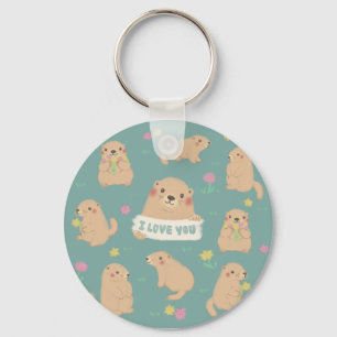 Porte-clés Je T'Aime, Illustration Marmotte