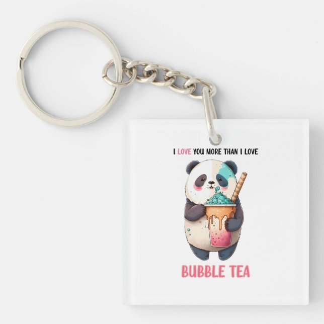 Porte-clés Je t'aime plus que bubble thé adorable panda (Devant)