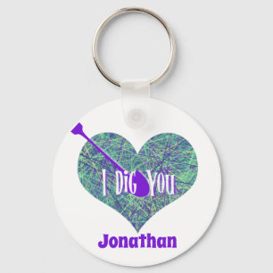 Porte-clés Je Te Creuse Purple Network Heart Shape